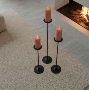 Iron <b>Tea</b> <b>Light</b> <b>Holder</b> Set of 3 Tall Black Metal Eco-friendly Handmade Floor <b>Holders</b> for Home Decoration Nordic Style - Product Image 4