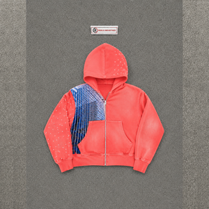 Sweat à capuche zippé PREMIUM CORAL, coupe oversize, imprimé, manches classiques, décontracté, automne, tricoté, polyester, molleton, streetwear, confortable - Product Image 5