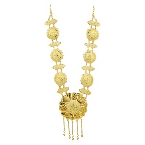 Ensemble de bijoux de mariée longs de style Dubaï en or, plaqué or 14K/18K/24K, bijoux de mode, ensemble de bijoux de conception turque traditionnelle - Product Image 3