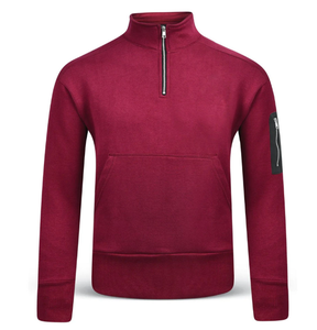 Sweat-shirt décontracté en molleton de coton de luxe avec quart de zip, anti-boulochage, respirant, pour homme, avec poche kangourou - Product Image 5