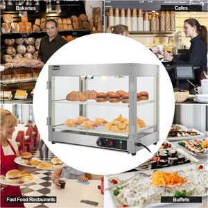 Armadio Riscaldante a Due Strati in Acciaio Inox e Vetro Temperato, 110.00V 800.00W, per Riscaldamento e Conservazione Attrezzature - Product Image 5