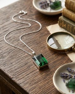 <b>Emerald</b> Cut Green Quartz <b>Pendant</b> Necklace Minimalist Spiritual Energy Jewelry Elegant Gemstone Gift for Women - Product Image 3