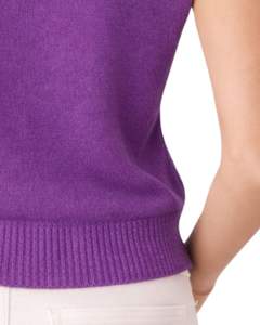 Suéter de Punto Personalizado para Mujer, Color Morado, Sin Mangas, Suave y Ligero, Cuello Redondo, Chaleco Casual de Verano, Elegante y Moderno - Product Image 6