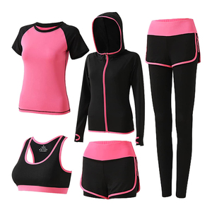 Conjunto deportivo de cinco piezas para mujer, ropa de fitness, yoga, gimnasio, entrenamiento, cómodo conjunto de ropa deportiva para damas. - Product Image 1
