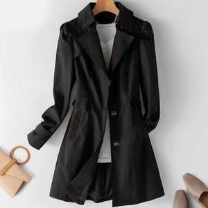 Loose Fit <b>Womens</b> Trench <b>Coat</b> Double Breasted <b>Belted</b> Long Overcoat Elegant Windproof Jacket Custom Logo - Product Image 4