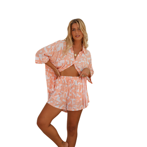Ladies Printed Playsuit Set Short Sleeve Holiday Wear - Product Image 4