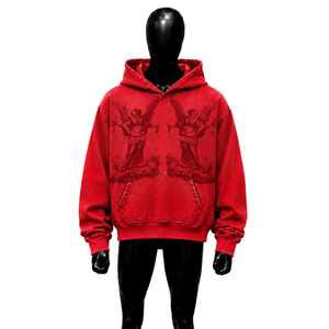 <b>Red</b> Angel Graphic <b>Hoodie</b> Vintage Oversized Streetwear Celestial Wings Washed Pullover Gothic Art Heavyweight Unisex Fashion Sale - Product Image 1
