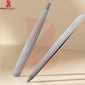 Pinzas para Cejas de Acero Inoxidable con Logotipo Personalizado OEM ODM 2026, de Alta Calidad, Punta Inclinada de Precisión, Herramienta de Belleza para Depilación Facial - Product Image 2