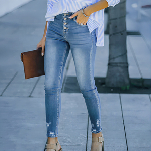 Oferta Especial: Jeans Rectos de Verano para Mujer, Transpirables, de Cintura Media, Ligeros, Estilo Boyfriend, Listos para Enviar - Product Image 3
