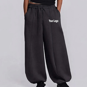 Fashionable Top Quality 100% Cotton Fleece <b>Cuffed</b> Bottom Baggy Style <b>Jogger</b> Pants High Waist Solid Color Winter Wear Sweat pant - Product Image 4