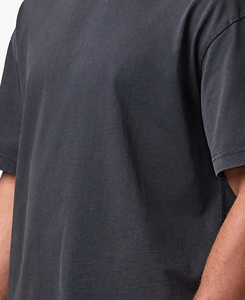 Camiseta de Algodón de Primera Calidad para Hombre, Corte Ajustado, Color Sólido, Manga Corta, Cuello Alto, Estilo Casual, Tejido de Punto Jersey, Transpirable, 220g - Product Image 4