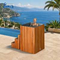 Bain froid panoramique carré en cèdre rouge et acier inoxydable pour villas de villégiature, avec refroidisseur intelligent Wi-Fi 1 CV, prêt DDP
