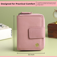 Dompet Kulit Asli Wanita WRIZA |   Dompet Kulit RFID dengan 9 Slot Kartu, Jendela ID & Kantong Koin Ber-resleting (Lavender)