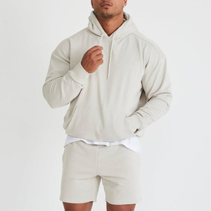 Sweat-shirt à capuche surdimensionné pour homme en molleton uni, décontracté, à manches longues, respirant, en coton, pour l'automne - Product Image 1