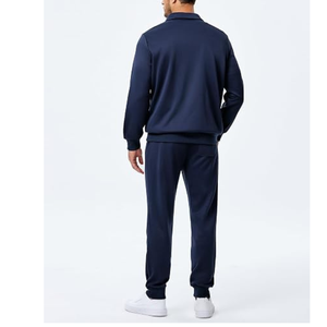Wholesale Custom logo Men's Cotton Blank <b>Plain</b> <b>Tracksuit</b> Cropped Boxy Zip up Hoodie and Flared Sweatpants Set Sweat Suits Men - Product Image 2