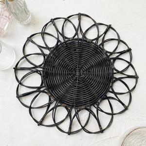 Black Charger Plates Wedding Party Event Rattan Flower Plate Placemats with Customizable Colors and logo - Product Image 1