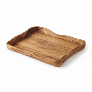Plateau de service en bois artisanal, rustique, rectangulaire, pour nourriture, café, thé, petit-déjeuner, plateau décoratif pour la maison, le restaurant, l'hôtel, la table - Product Image 1