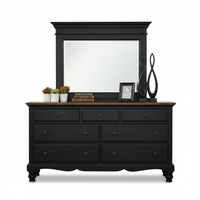 Commode élégante en bois de manguier massif, écologique et durable, avec miroir encadré, 7 tiroirs, pour chambre à coucher, salon, rangement, coiffeuse