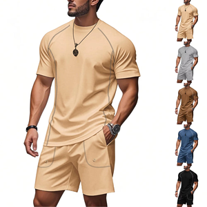 Good Quality Streetwear Summer Men's Quick Dry Short Tracksuits High Elasticity Training Sports Short Sleeve T <b>Shirt</b> Shorts Sets - Product Image 1