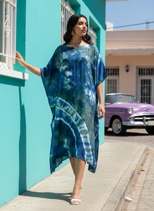 High Quality Designer Rayon <b>Kaftan</b> Tie Dyed Solid <b>Summer</b> Daily Wear Regular Fit O-Neck Best Price by Supplier - Product Image 1
