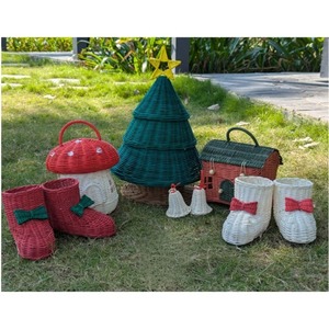 Ornement de Noël en rotin tressé fait main, écologique, en forme de botte de Père Noël, décoration naturelle pour sapin et maison, fournisseur - Product Image 1