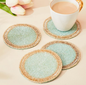 Beaded Coaster Multicolor <b>Seed</b> Beads Coaster Round Heart Design <b>Mats</b> for Home Decor Best Price - Product Image 3