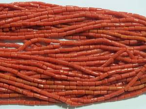 Cadena de cuentas de coral rojo natural en forma de tubo |   Cuentas de Coral en Forma de Barra Italianas para Ecuador - Product Image 3