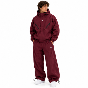 Conjunto de Chaqueta Cortavientos con Capucha Personalizada para Hombre, Impermeable, Estilo Urbano, con Cremallera Completa, Pantalones Deportivos Anchos y Holgados, Venta al Por Mayor - Product Image 2
