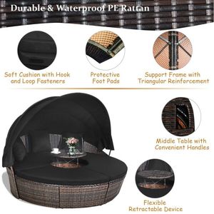 Lettino da Esterno con Tettuccio Retrattile per Arredamento da Giardino - Product Image 3