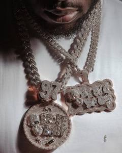 Collar Personalizado con Colgante de Moissanita Estilo Hiphop, Cadena 925 para Nombre, Logotipo o Letra de Rapero Certificado, Color Blanco para Hombre - Product Image 2