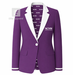 Blazer personnalisé du conseil NCNW avec logo brodé violet et blanc, doublure en polyester avec logo répété imprimé pour femme - Product Image 1