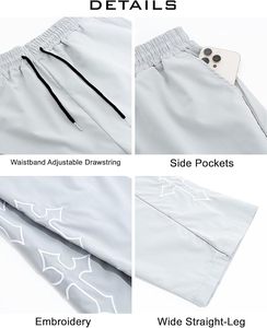 Men's Gray Casual Sweatpants <b>Elastic</b> <b>Waist</b> Drawstring Loose Fit Cross Print Straight Leg <b>Trousers</b> - Product Image 5