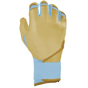 Unique Style High Quality Durable <b>Light</b> Blue Strap Cuff Khaki Leather Left Right Handed Baseball <b>Batting</b> Gloves Full Finger - Product Image 4