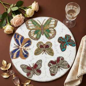 Designer Handmade <b>Beaded</b> <b>Placemats</b> Intricate Embroidery Dining Table Mats for Wedding Reception Party and Home Decoration - Product Image 6