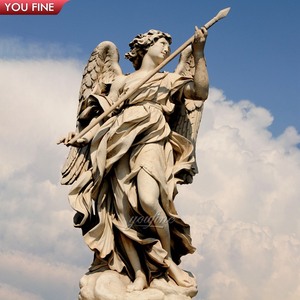 Statua in spugna <span class=keywords><strong>Angelo</strong></span> Ponte ant <span class=keywords><strong>Angelo</strong></span> in marmo bianco intagliato a mano a grandezza naturale - Product Image 5