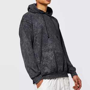 Sudadera con Capucha Oversize para Hombre, Lavado Ácido, Color Liso, Forro Polar de Algodón, Estilo Casual, Corte Regular, Estilo Otoñal - Product Image 1