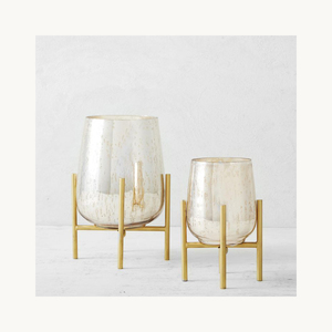 Ensemble de porte-bougie élégant en métal et verre, nouveau design, personnalisable, pour centre de table - Product Image 1