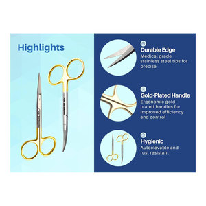 กรรไกรผ่าตัดคุณภาพสูง ได้รับการรับรองมาตรฐาน CE แบบตรงและโค้ง ขนาด 4.5 นิ้ว ตัดได้คมกริบ ปลายแหลม สำหรับการผ่าตัด กำจัดติ่งเนื้อ กำจัดติ่งเยื่อหุ้มฟัน - Product Image 4