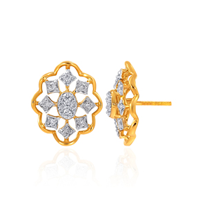 Pendientes de Diamantes Lumi Diamond Studs de Lujo en Oro Amarillo de 18K con Diseño Floral, Joyería de Diamantes Cultivados en Laboratorio en Forma de Princesa y Ovalados - Product Image 3
