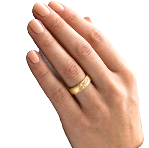 Luxury 18K Solid Gold Round Cut Lab Diamond Anniversary Gift For Wife Engraved Wave Design Milgrain Ring Minimalist <b>Bridal</b> Ring - Product Image 6