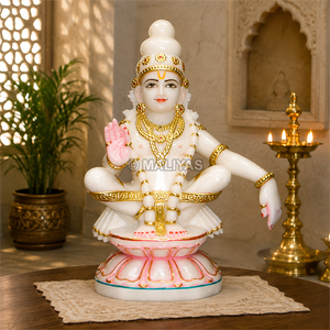 Marble Ayyappa Murti - 24 Inch | Handcrafted White Marble Lord Ayyappa Idol | Premium Hindu God Statue | MALIYAS Jaipur India - Product Image 1