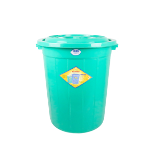 Cubo de almacenamiento de agua de plástico de 150l con tapa y asas laterales para uso doméstico, preparación de alimentos, almacenamiento de bebidas - Product Image 3