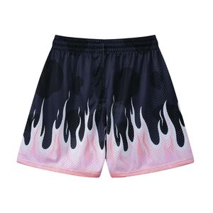 Short de sport d'été en maille dégradée rose avec impression par sublimation, respirant en polyester, au-dessus du genou, pour le basketball et le streetwear - Product Image 2