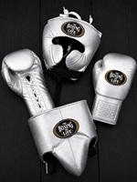 Gants de boxe MMA No Boxing No Life, gants de boxe Sanda, protège-tête, protège-glandes, en cuir véritable, lacés, respirants, anti-humidité pour adultes