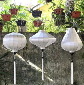 Farol de Seda Vietnamita Blanco, Lámpara de Tela Hecha a Mano, Decoración para Bodas y Eventos, Iluminación Colgante - Product Image 4
