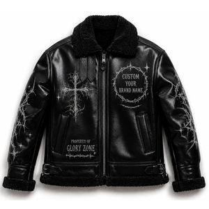 Chaqueta de Cuero Bomber Personalizada con Serigrafía, Hecha con Cuero Genuino de Primera Calidad, Estilo Vintage Moderno para Unisex, Invierno, Aire Libre, Calle - Product Image 2