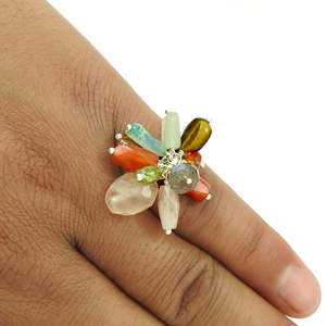 925 Sterling Silver Ethnic Bohemian Jewelry Comes With Chalcedony-Tiger Eye-Labradorite-Carnelian-Rose <b>Quartz</b>-Peridot Gemstone - Product Image 2
