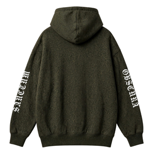Sudadera con Capucha Extra Grande para Hombre, Estilo Vintage, Color Verde Oscuro, con Estampado Gótico en las Mangas y Bolsillo Tipo Canguro - Product Image 2