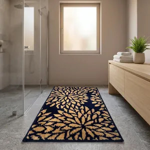 Tapis de porte élégant en microfibre tissée bleu et beige avec envers écologique, épaisseur 1200 GSM, pour une utilisation moderne à la maison et au bureau - Product Image 2