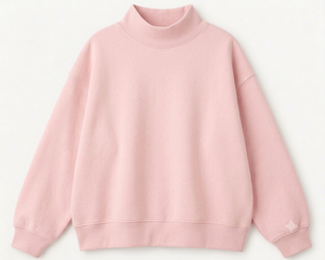 Sudadera Oversize de Cuello Alto para Mujer, Color Rosa Sólido, Tejido de Algodón, Manga Larga, Ropa Casual de Otoño - Product Image 1